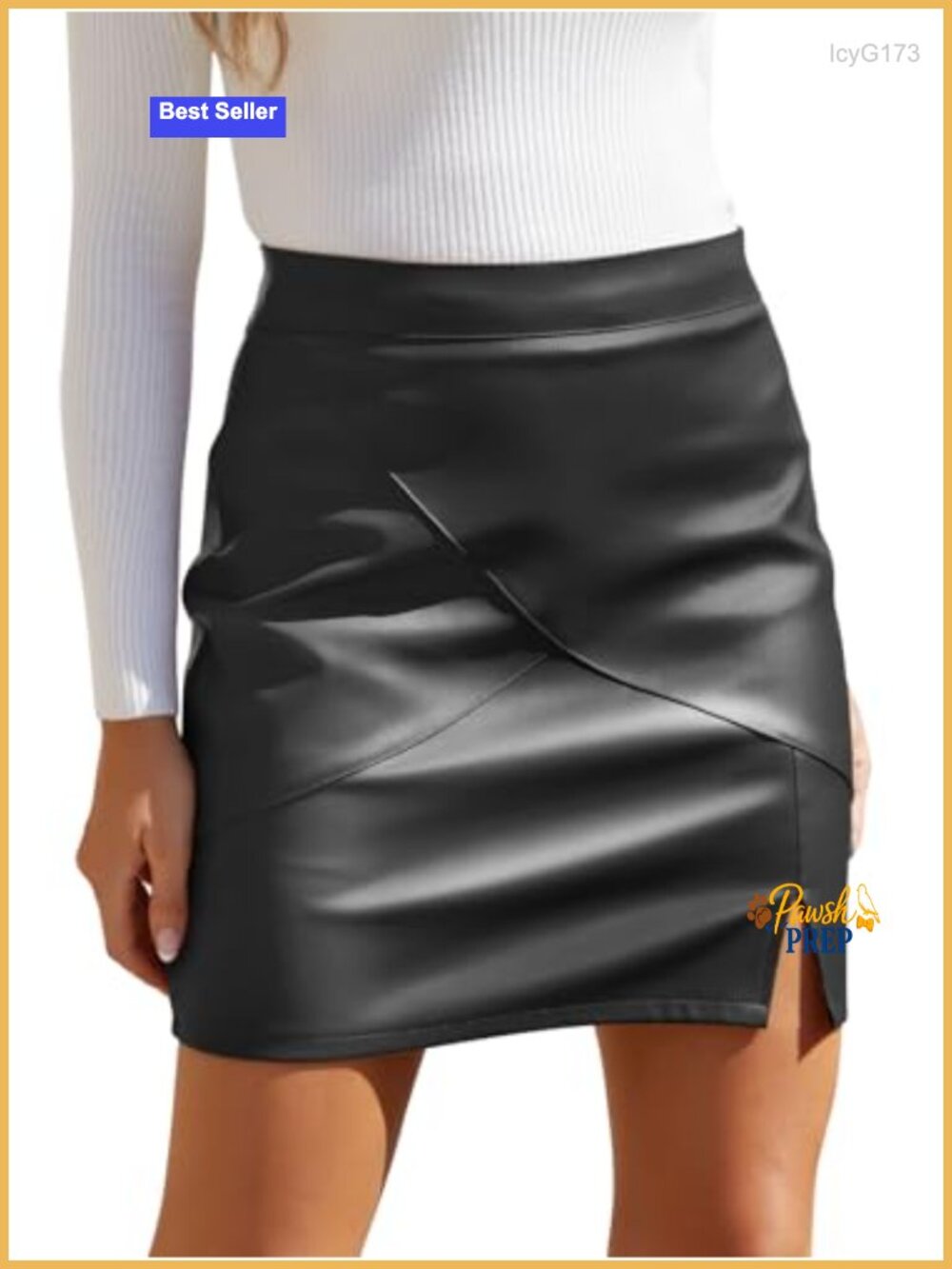 Faux Leather High Waisted Bodycon Pencil Mini Skirt with Built-in Shorts